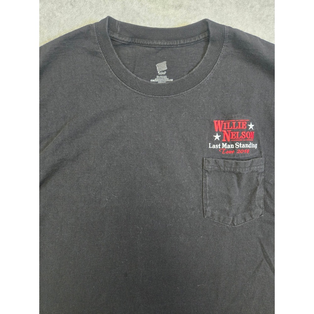 Willie Nelson Last Man Standing Tour 2018 Black Pocket T-Shirt Outlaw Country XL